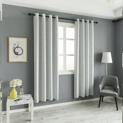 Greyish white printed Blackout Curtains